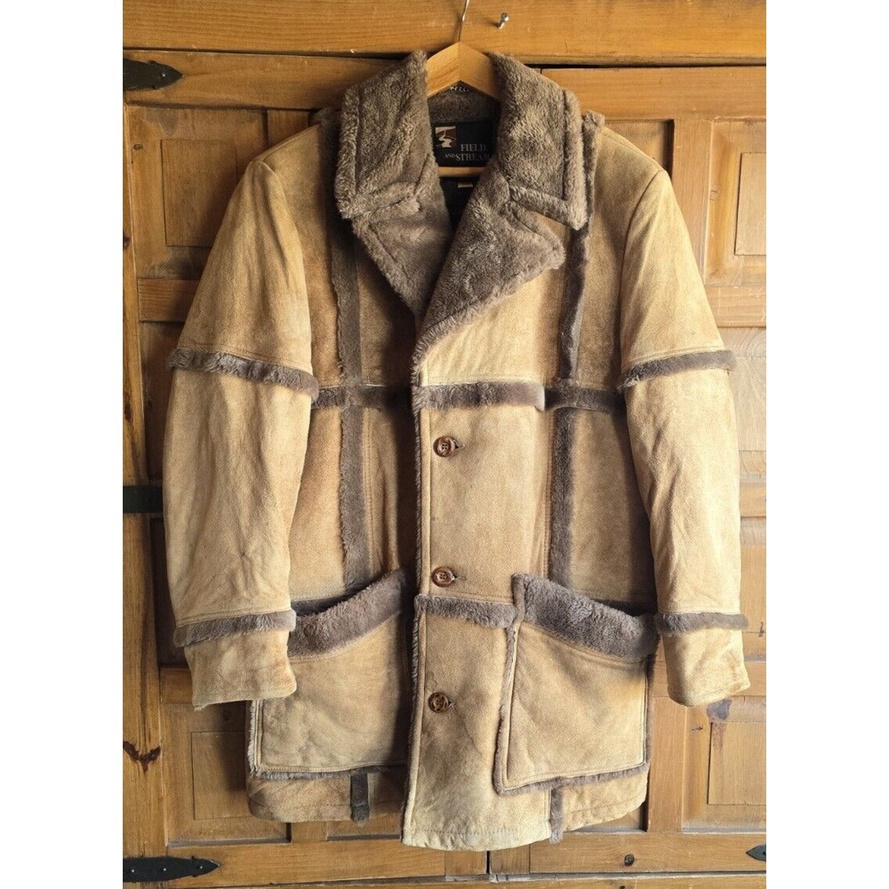 Field & Stream Suede Rancher Mens Jacket Sz 42 Bomber Vintage Lamb Leather Brown